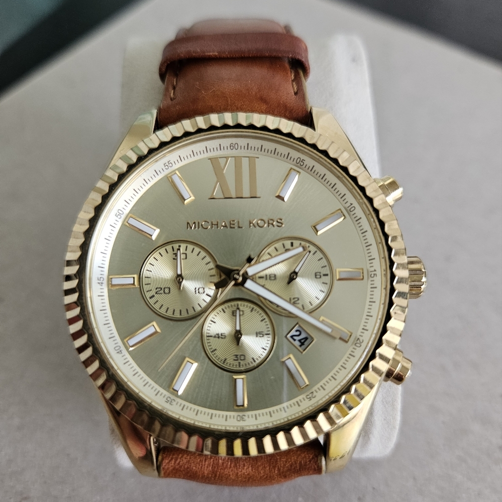 Michael Kors Lexington Chronograph Gold Dial Men's Watch